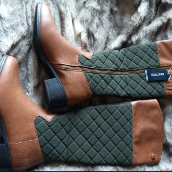 Women's Nautica Green /Tan Quilted Boots (Size 8.5) - Picture 2 of 2